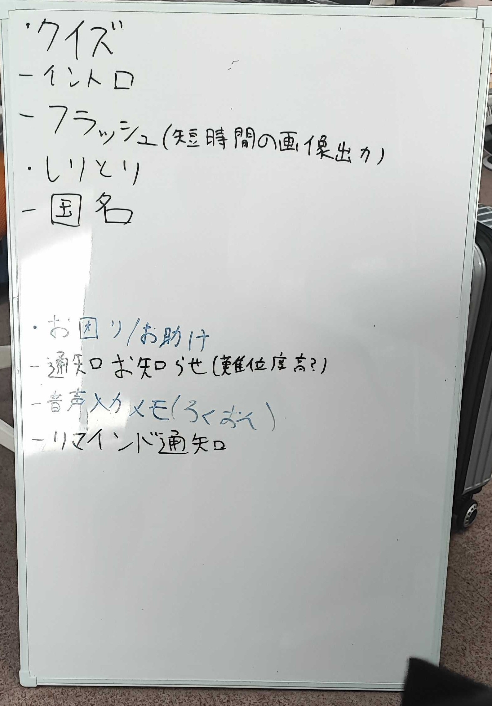 アイデア書いたホワイトボード